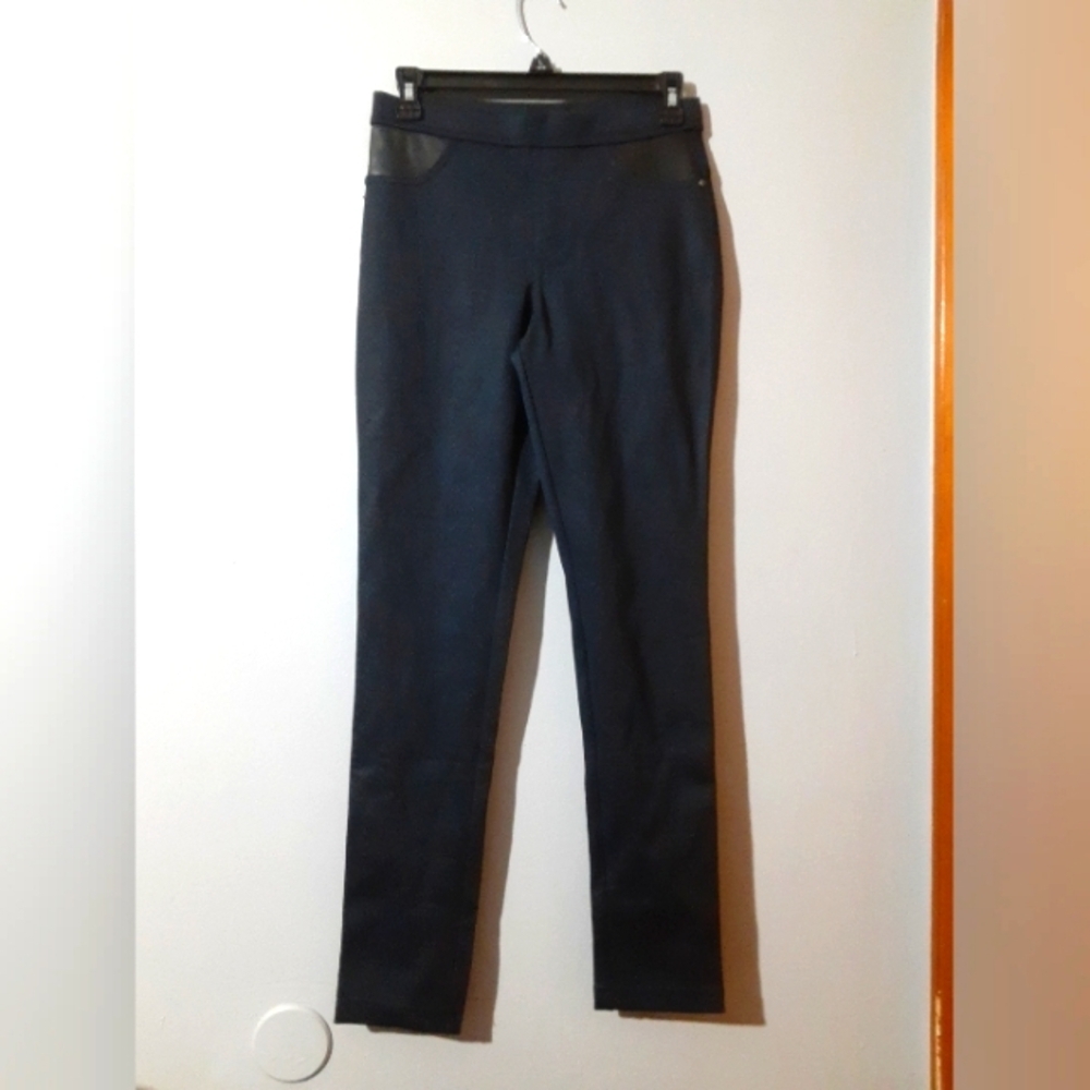 DKNY Jeans Blue Gigham Skinny Textured Elastic Waist Size XS Casual